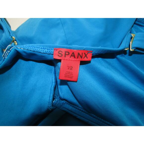 Spanx Blue Draped Ruched One Piece Swimsuit Size 12 Underwire Cup Control Cruise - Picture 4 of 7